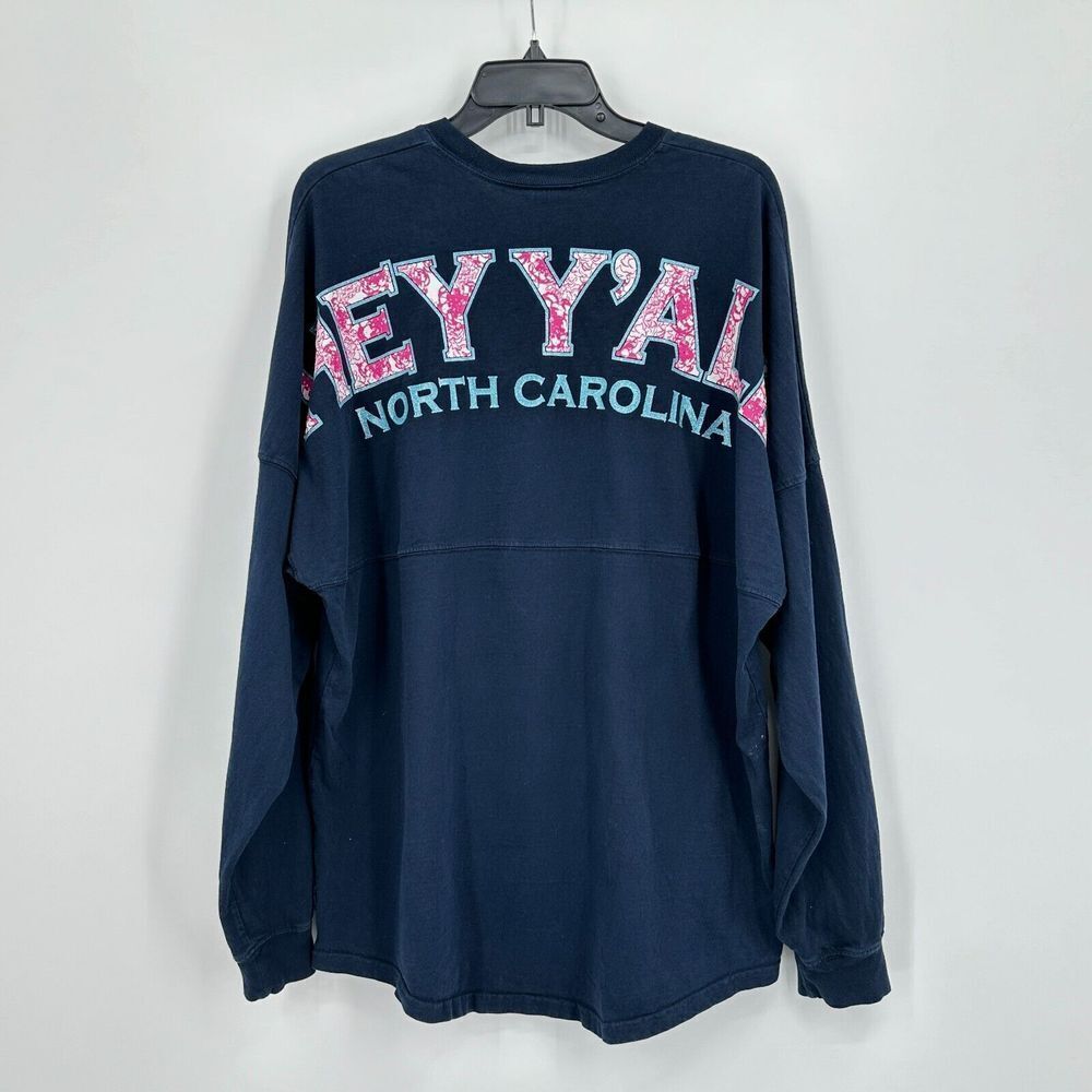 Spirit Jersey Sweatshirt Womens L Blue Pink Hey Y'all‎ North Carolina Hometown